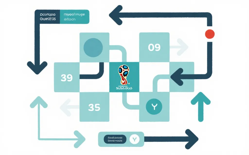世界杯小组出线形势示意图：箭头与分组格子，强调不确定性与冷门路径